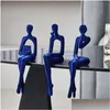 Decorative Objects Figurines Figures Home Accessories Flocking Blue Figure Ornaments Study Room Decoration Living Decor 230816 Dro Dho53