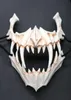 Half Animal Mask Long Teeth Demon Samurai White Bone Mask Tengu Dragon Yaksa Tiger Resin Mask Cosplay T2005095339065