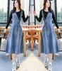 Casual Dresses Young Women Cowboy Strap Dress Mid Length Single Shoulder Denim