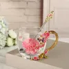 Кружки европейская слива цветущая эмаль цветовая набор стеклянная чашка цветочный чай домашний теплостойкий