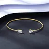 S925 Bracelet en argent sterling plaqué 18k Gold Square Heart aaa Zircon Marque Bracelet de luxe Europe et Amérique Femmes populaires chaudes Bracelet haut de gamme Bijoux Gift Spc