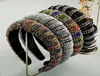 Full Multi Color Crystal Tjock Svamp pannband för kvinna Lyxiga färgglada strass Paded Hair Hoop Bridal Wedding Headpieces1437192