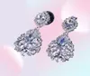 Brand Jewelry Flower Shape Lady039s 925 Sterling silver Claw set White stone 5A Zircon stone Wedding Dangle Earrings Gift E117759391