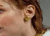 Studörhängen guldpläterad nugget för kvinnor lava skrynkliga asymmetriska oregelbundna kreativa smycken vintage6194313