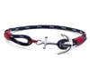 Tom Hope 4 size red thread chains stainless steel anchor charms bracelet with box and TH017049027