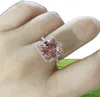 ElsieUnee 18K Rose Gold Color Morganite Diamond Rings For Women Solid 925 Sterling Silver Wedding Ring Fine Jewelry Gift 26344913