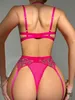 Fashion European and American New Fun Underwear Sexy Women's Lace Mesh Hollow Two Piece Set N003