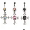 Navel Bell -knop Rings D0550 Cross Belly Ring Mix kleuren01234562997302 Drop levering sieraden Body Dh0gt