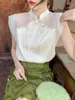 Blouses voor vrouwen Chinese stijl korte mouwen chiffon shirt vrouwelijk zomer 2024 los temperament vreemd klein