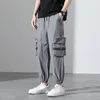 Hommes minces d'été 8xl plus joggeurs de taille glacée pantalon cool de la soie de sport décontractée cargo cargo hip hop streetwear homme pantalon 240412