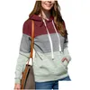 Sweats à capuche pour femmes Sweatshirts avec une fermeture à glissière Color Sweatshirt Top Pocket Contrast Sport Long Hooded Sleeve Patchwork Toddler OU DH9JC