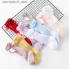 Barnstrumpor Baby Princess Knee High Socks Pete Pleated Edges Simmer Spring Mesh Thin Cotton Korean Bow White Socks Lämpliga för nyfödda flickor Q240413