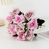 Flores decorativas Falsas artificiais rosa 10 cabeças buquê de seda com hastes de plástico para mesa de casamento Plantas centrais plantas de presente decoração de casa decoração