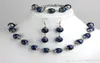 1Set Fashions Lapis Lazuli Ball Beads Bracelet ketting oorbellen Haak sieraden Set 0 47 2706793