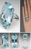 Énorme bagues de fiançailles princesse Blue Diamond Princess pour femmes Bijoux de mariage Anneaux de mariage Accessoire Taille 512 2241859