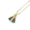 Hanger kettingen sunsll gouden koper eenvoudige stijl blauwe kubieke zirconia kleine ketting voor vrouwen mode sieraden cadeau feminina colar