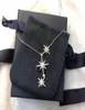 Luxury Classic Designer S925 STERLING Silver Full Zircon Triple météorites Star Pendants Collier pour femmes bijoux3414104