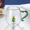 Kieliszki do wina świąteczny kubek do kawy uroczy wzór 3D kieliszek do picia szklanki świątecznej wody z pędzą do rączki do codziennej dekoracji domu