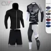 Sets Gym Clothing MMA Compression Sport Suit Men's Running Tights Rashgarda Long Sleeves Shirt Base Layer Leggings Jogging Suits