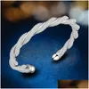 Bangle 925 Sterling Sier Bracelets For Women Fashion Trendy Twist Cuff Bangles Bracelet Jewelry Gift Drop Delivery Dhrhj