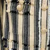 Women's Wool Blends Autumn/Winter Star Sequin Stripe grov tweed Löst skägg kant rund nackjacka