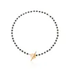 Chokers New Fashion Luxury Black Crystal Glass Bead Chain Chain Choker Collier Fomen Flower Lariat Collier Collier Drop Livraison Jewe Dhsnl