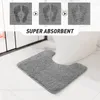 Badmattor badrum toalettmatta 2 st/set mikrofiber absorberande matta tpr anti-halkgolv u-formad fotmatta