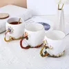 Tazze squisite a smalto in porcellana bianca tazza di tazze di caffè in ceramica e coppia di ceramiche regalo originale colazione graziosa tè