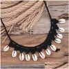 Pendant Necklaces Women Summer White Shell Choker Necklace Seashell Rope Chain Beach Girls Bohemian Jewelry Drop Delivery Pendants Dhdu2