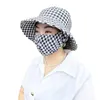 Berets Women Wide Brim Garden Work Shade Hat Face Mask Detachable Sunhat Outdoor Print Breathable Fisherman UV Protection