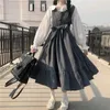 Casual jurken zomer maxi shirts voor vrouwen kawaii sprookjes met lange mouwen riemriem jurk lolita harajuku cottagecore gewaad