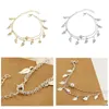 Anklets Women Gold Sier Leaf Charm Double Chain Bracelet Fashion 18K Ankle Bracelets Foot Jewelry Drop Delivery Dhwge