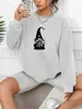 Женские толстовка толстовок Halloween Print Pullover Casual Fashion Fashion Dlosleed Whothirt Solid Color Женская одежда 240413