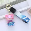 Crochets mignons ours clés de la chaîne de boucle de boucle de boucle gradient galaxie keychain tissage sac de mode bague de voiture pendentielle pour les filles cadeaux