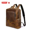 Sac à dos pour homme véritable en cuir rétro en cuir sac d'ordinateur Crazy Horse ordinateur portable Brown Cow