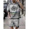 Summer Men Set Fashion 2cece Bohemia Print Tshirt Shorts Pants Suit Casual Tracksuit Oversized Ubrania