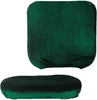 Stollekåpor Velvet Cover Set för Office Stretch Swivel - Dark Green