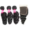 9A Brazilian Body Wave Human Hair with Closure Deep Wave Loose Wave Water Wave Kinky Curly Hair Bundles with 4x4 Lace Closure