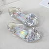 Princess Girls Party Chaussures Enfants sandales paillettes colorées Chaussures de talons hauts Sandales Peep Toe Summer Kids Chaussures CSH813 240407