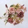 Fleurs décoratives rose Silk Peony Artificial Rose Wedding Home Decor Decor Decor High Quality Big Bouquet Moard Accessoires Craft Blanc Fausse Fleur