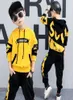 2 pièces Big Boys Vêtements Set Cotton Fashion Long Manches à capuche Pantalons Haren Pantalons Jaunes Noir Tenues pour 6 8 10 12 14 ans J19054257715