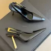 2024 Novo estilo espelho de calcanhar alto sapato de couro genuíno sapatos de vestido feminino sandálias slingback designer de luxo de moda de moda de moda de moda estiletto de verão