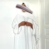 Ensemble Abaya de trois pièces avec le hijab gratuit Belt Jazz Crepe Kimono sans manches sous robe Eid Ramadan Musulman Women Islamic Vêtements 240411