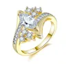 Nowy przylot złoty kolor ślubny Big Marquise Cubic Zirconia Luksusowa biżuteria Kobiet Klaster Pierścień ANEL9855866