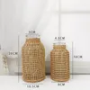 Vases Paille en verre tissé fleur sèche japonaise Plantes à base d'eau créative Ornements de décoration maison