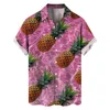 Men's Casual Shirts Fruit Printing Short Sleeve Shirt Trend Summer Loose Elegant Man Clothes Hawaiian Resort Style Top Roupas Maculinas