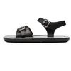 Tasarımcı Flats Şık Sandalet Ünlü Tasarımcı Kadınlar Chaussure Ayarlanabilir Kayış Lüks Sandale Beyaz Siyah Kahverengi Peep Toe Slingback Ayakkabı
