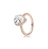 Exquisite CZ Diamond Ring 925 Sterling Silver Rose Gold Plated For P Shiny Teardrop Women's Ring Holiday Gift With Original Box7310208