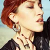 Stud Earrings Trendy Silver Color Punk For Women Antique Metal Sharp Cone Hip Hop Hoop Gypsy Jewelry