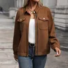 Women's Jackets Retro Pure Color Pocket Jacket Classic Style Elegant Spring And Autumn Solid Soft Comfy Zip Coat Tops